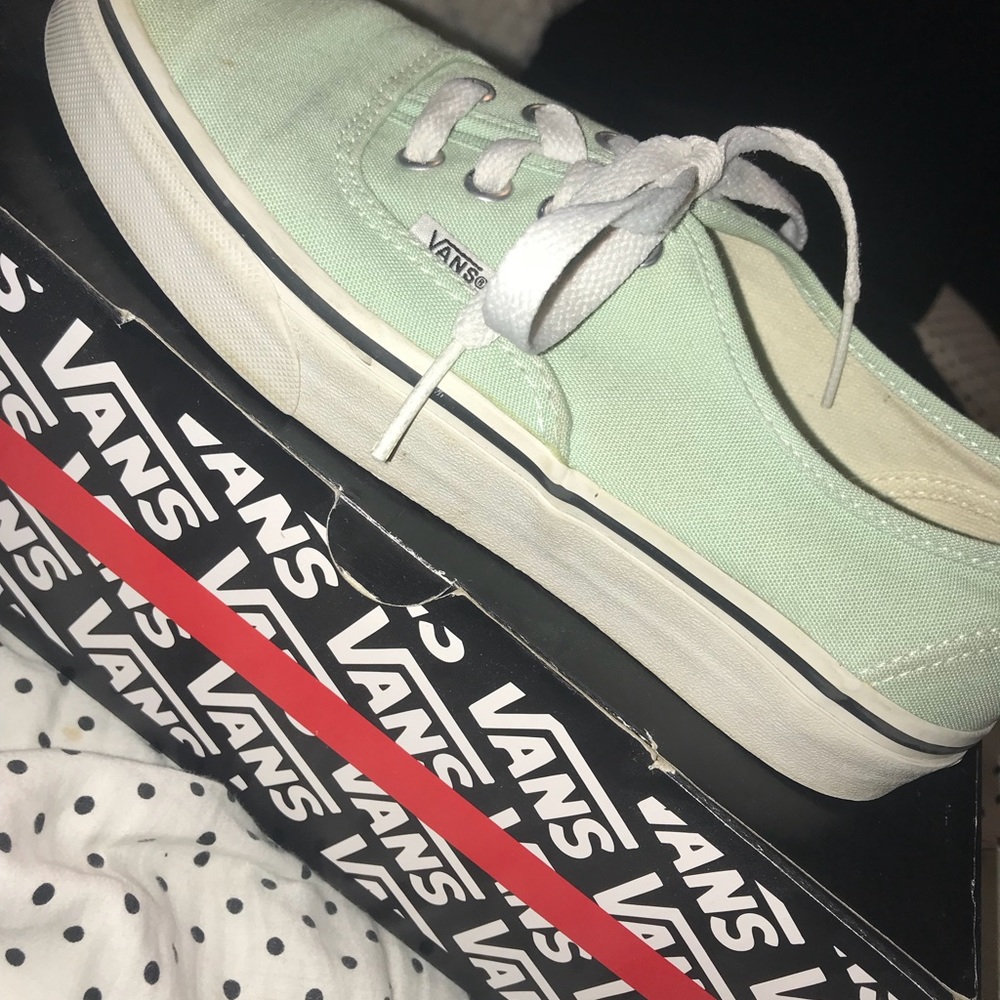 Green/true white authentic Vans
